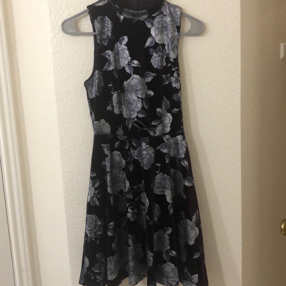 Dark purple velvet dress with silver roses 🥀